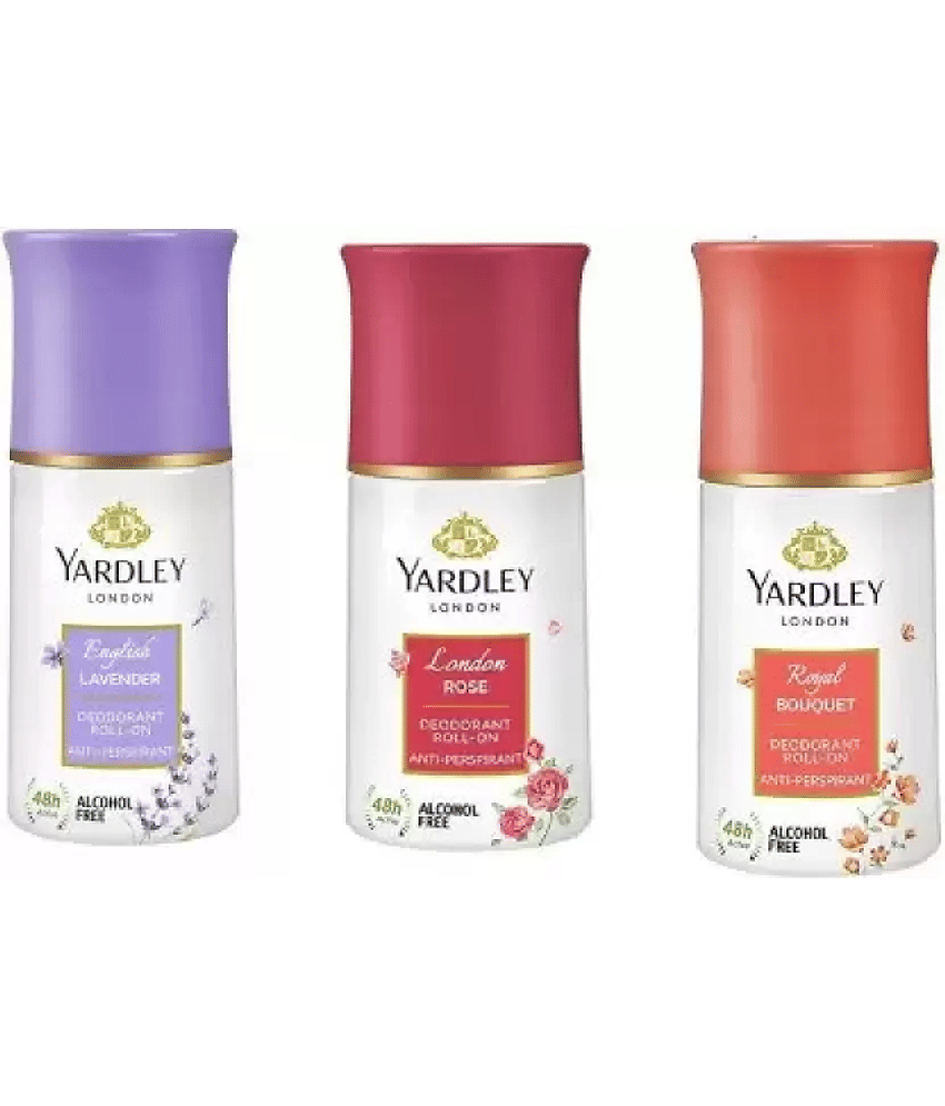 Yardley London English Lavender,Royal Bouquet , London Rose Deodorant Roll-on Deodorant Roll-on - For Men & Women (50 ml each, Pack of 3).