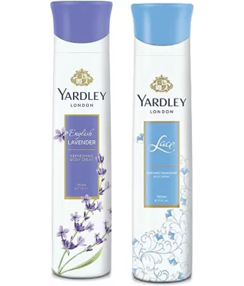 Yardley London English Lavender and Lace Body Spray - For Women.150 ml each,pack of 2