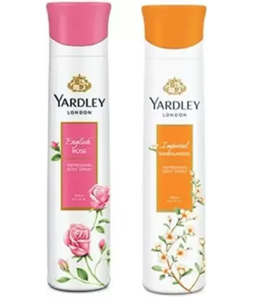 Yardley London English Rose and Sandalwood Combo Pack 2 Deodorant Spray - For Women (150 ml each, Pack of 2).