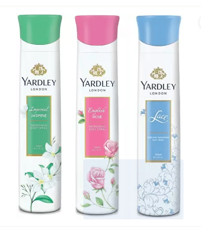     			Yardley London English and Lace Body Spray - For Women , 150ML Each (Pack of 3).