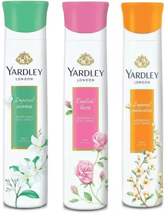 Yardley London JASMONE,English ROSE  and SandalWood Body Spray for WomenBody Spray - For Women (450 ml, Pack of 3)