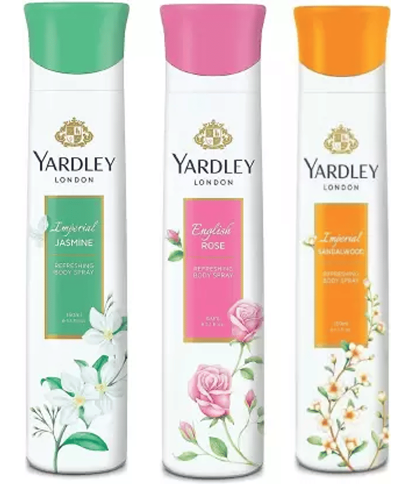 Yardley London JASMONE,English ROSE and SandalWood Body Spray for WomenBody Spray - For Women (450 ml, Pack of 3)