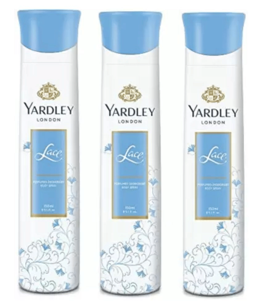Yardley London Lace Body Spray - For Women , 150ML Each (Pack of 3) .