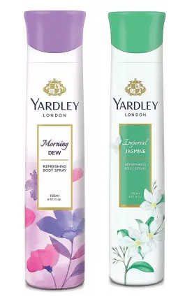     			Yardley London Morning Dew and Imperial Body Spray - For Women  (150 ml each, Pack of 2).