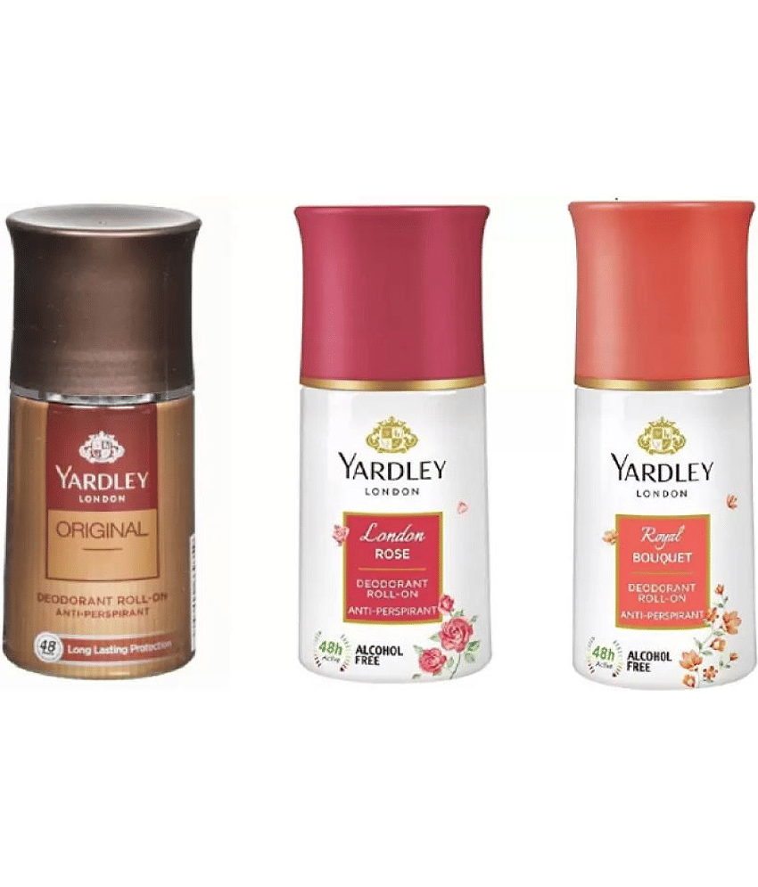 Yardley London Original,Royal Bouquet ,London Rose Deodorant Roll-on - For Men & Women (50 ml each , Pack of 3).