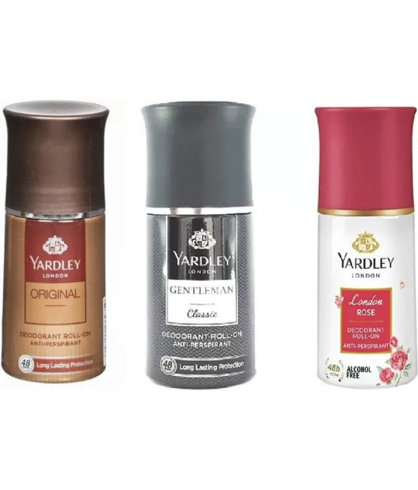 Yardley London Orignal ,Gentleman Classic ,London Rose Deodorant Roll-on - For Men & Women (150 ml each, Pack of 3).