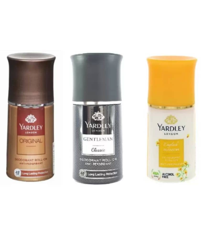 Yardley London original,Gentelman classic,English Blossom Roll-on Deodorant Roll-on - For Men & Women  (50 ml,each, Pack of 3).