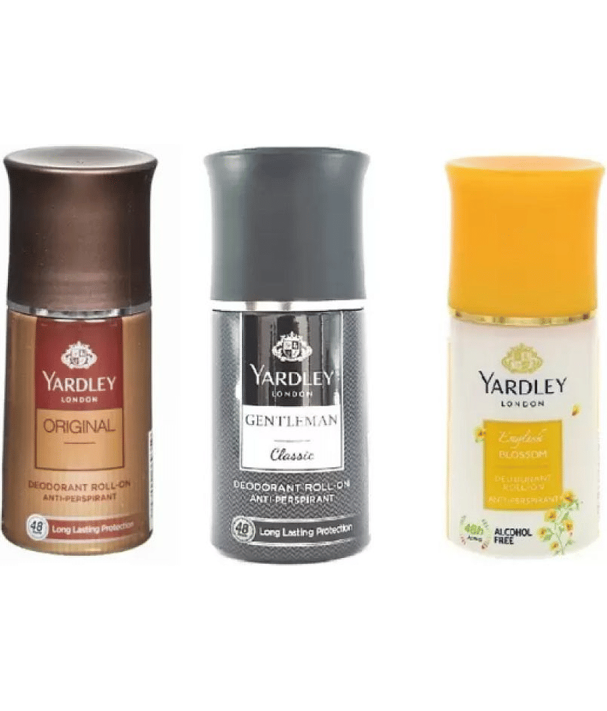 Yardley London original,Gentelman classic,English Blossom Roll-on Deodorant Roll-on - For Men & Women (50 ml,each, Pack of 3).