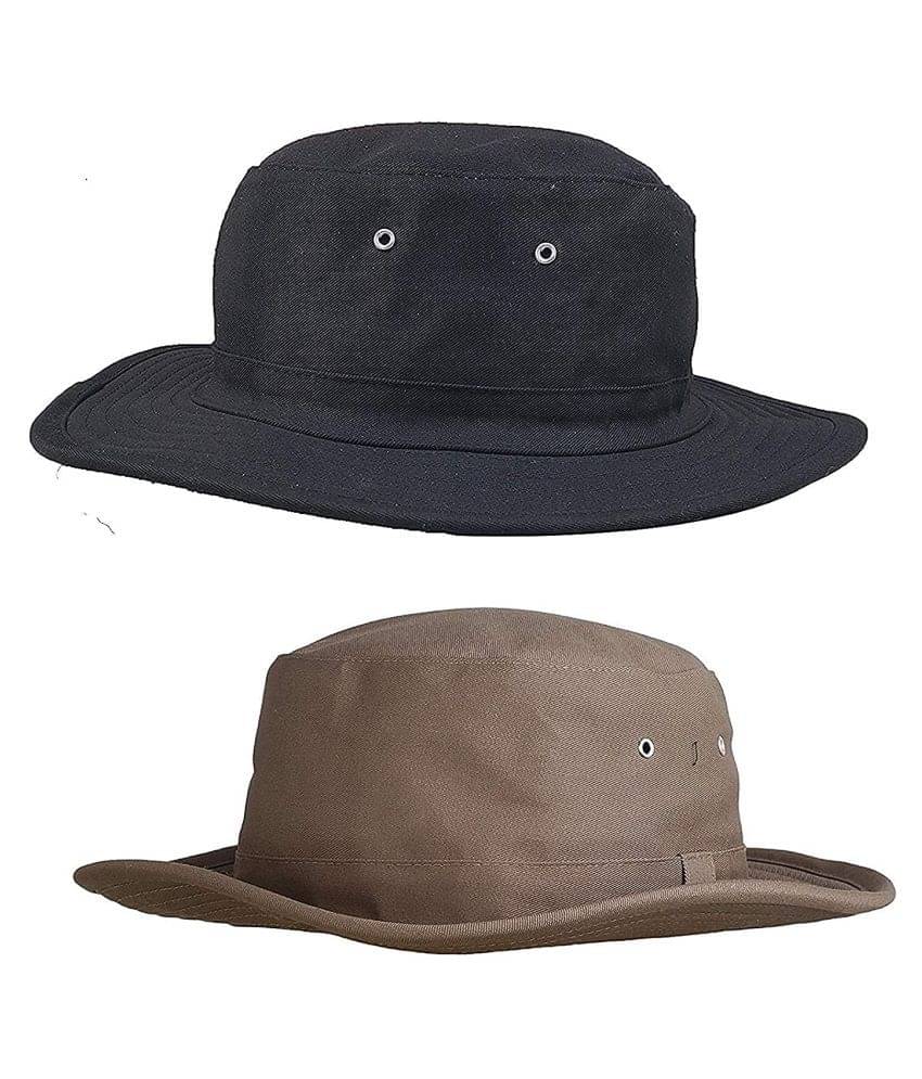     			Zacharias Black Plain Cotton Hats