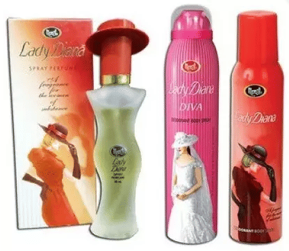 monet lady diana 30 ml perfume ,lady diana 150 ml deo and lady diva deo 150 ml.