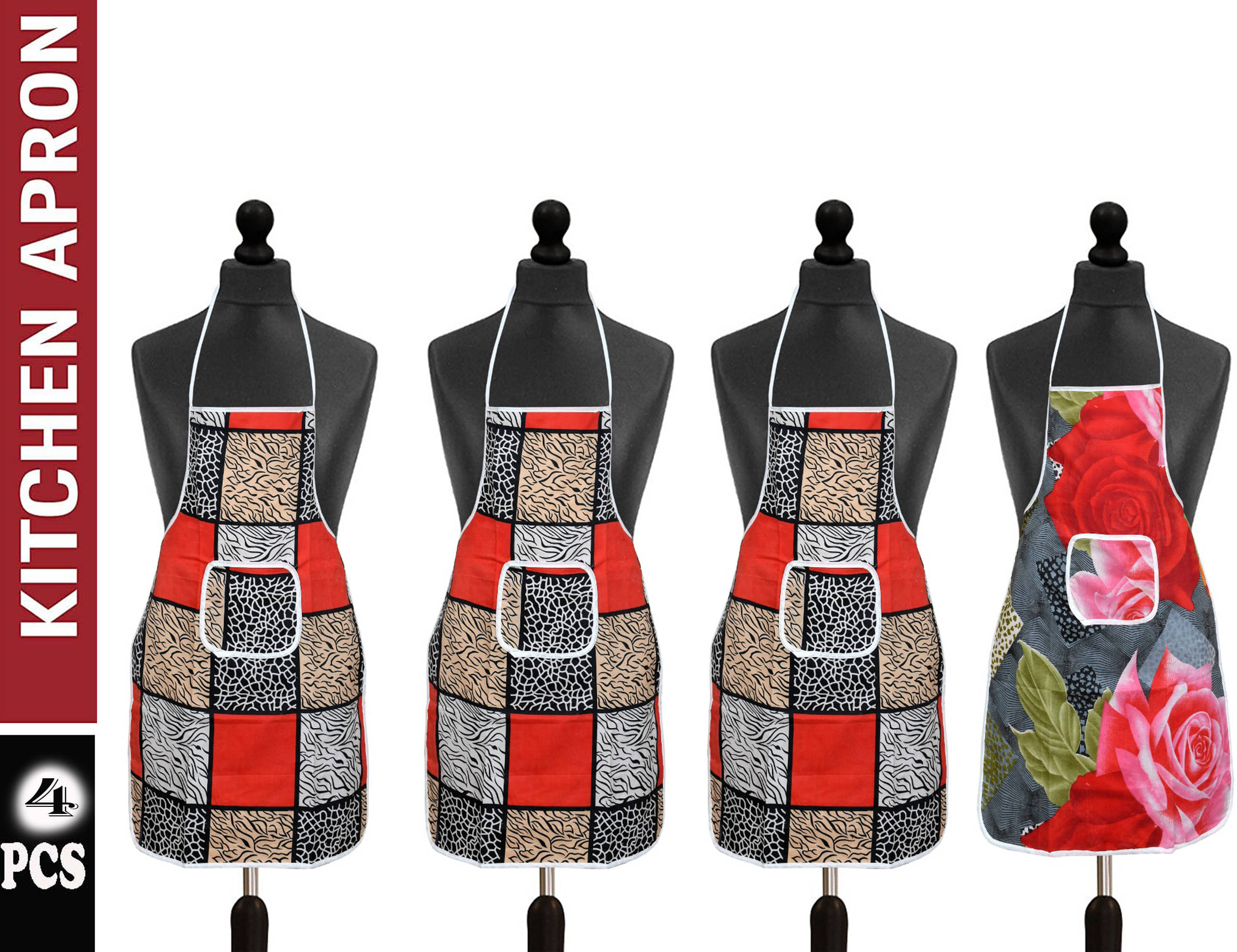     			Aazeem Set of 4 Multi Printed Poly Cotton Apron