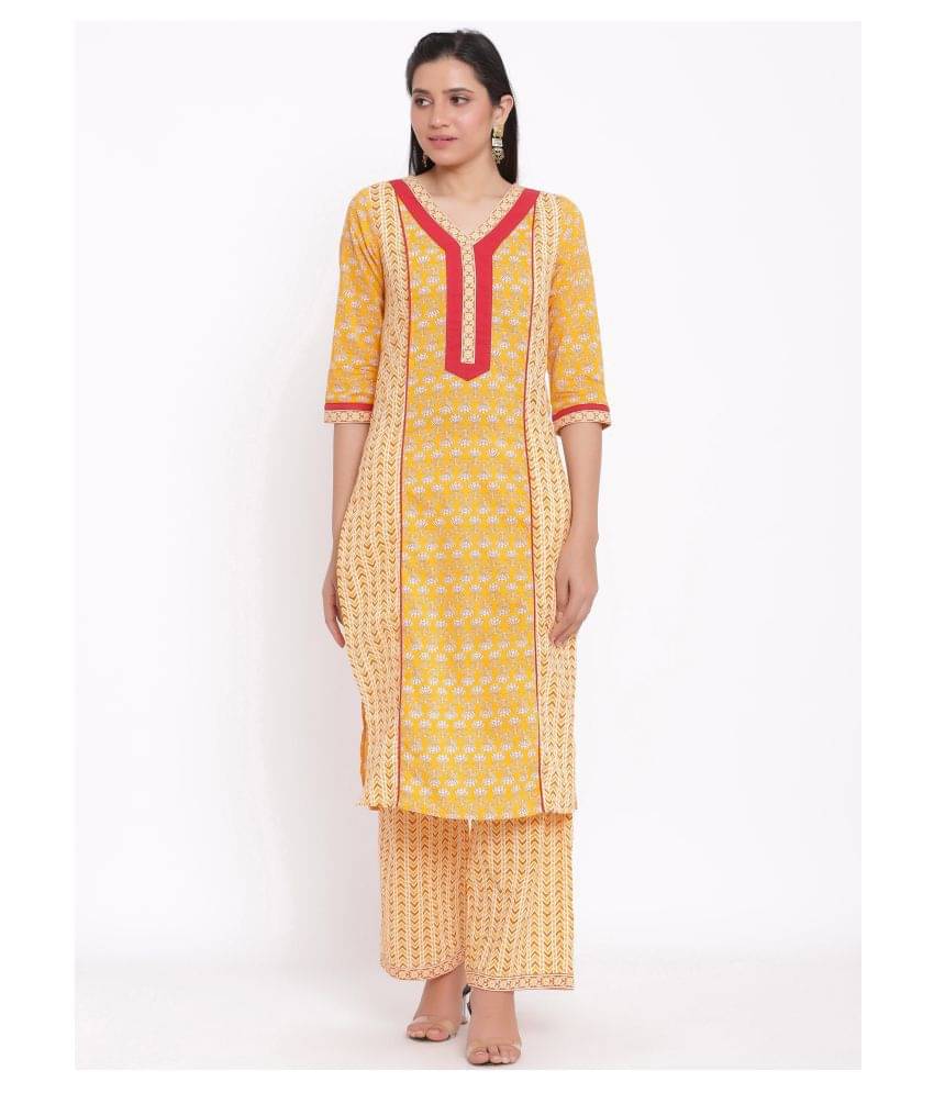 FabbibaPrints Cotton Kurti With Palazzo - Stitched Suit Single FabbibaPrints Cotton Kurti With Palazzo - Stitched Suit Single