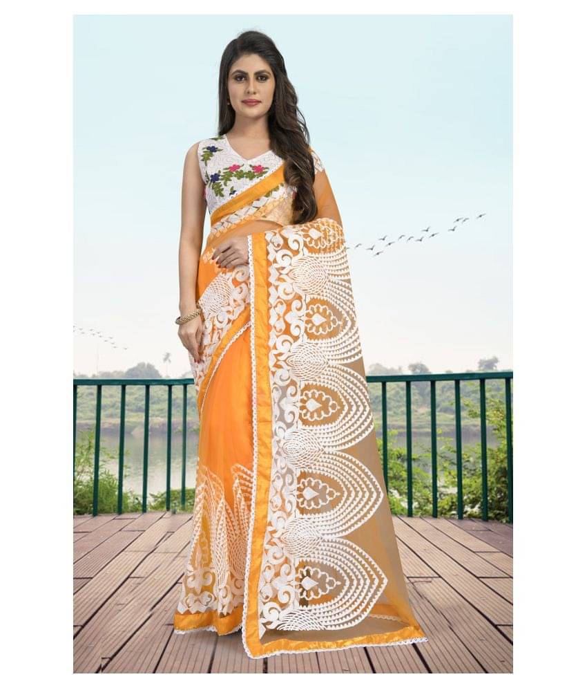 Gazal Fashions Silk Blend Embroidered Saree With Unstitched Blouse Piece ( Yellow ) Gazal Fashions Silk Blend Embroidered Saree With Unstitched Blouse Piece ( Yellow )