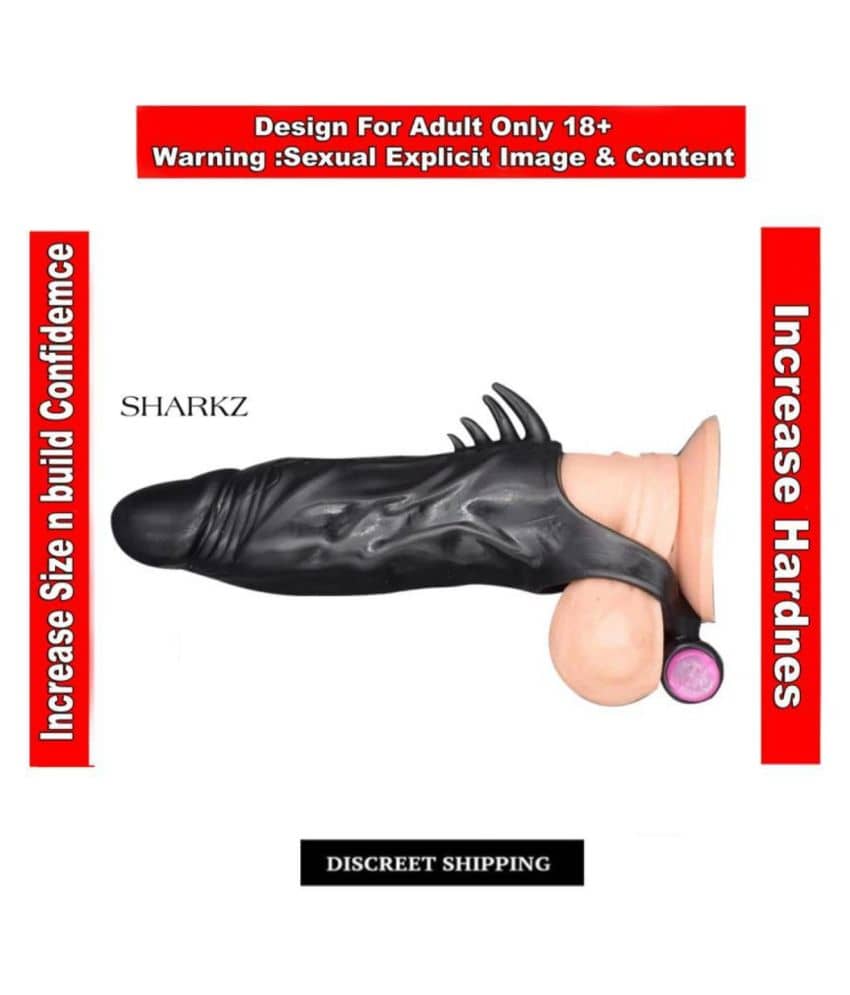 Kamahouse  Sex Toys Sharkz Vibrating Penis Sleeve Extender Reusable Cock Ring and Penis Sleeves Dildo Realistic