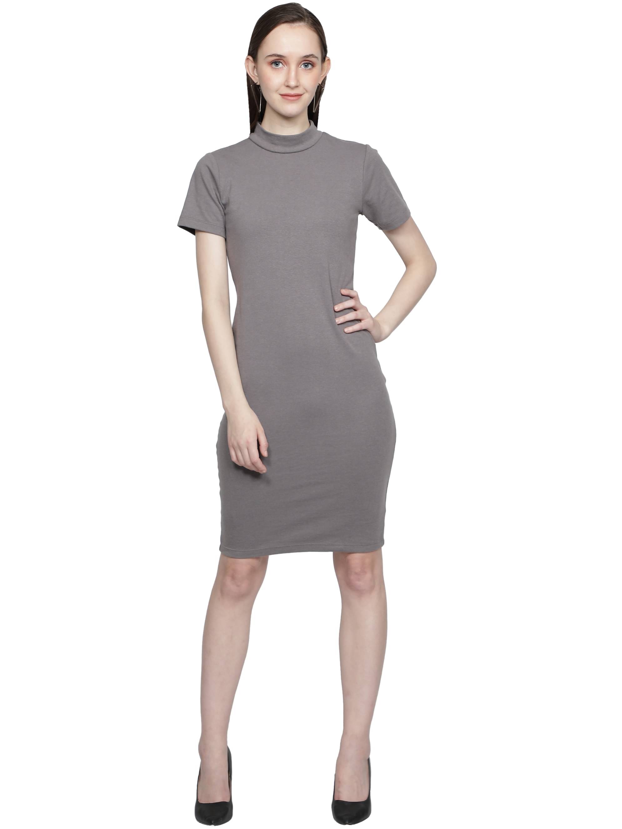 NUEVOSDAMAS Women Cotton Bodycon Dress ( Grey ) NUEVOSDAMAS Women Cotton Bodycon Dress ( Grey )
