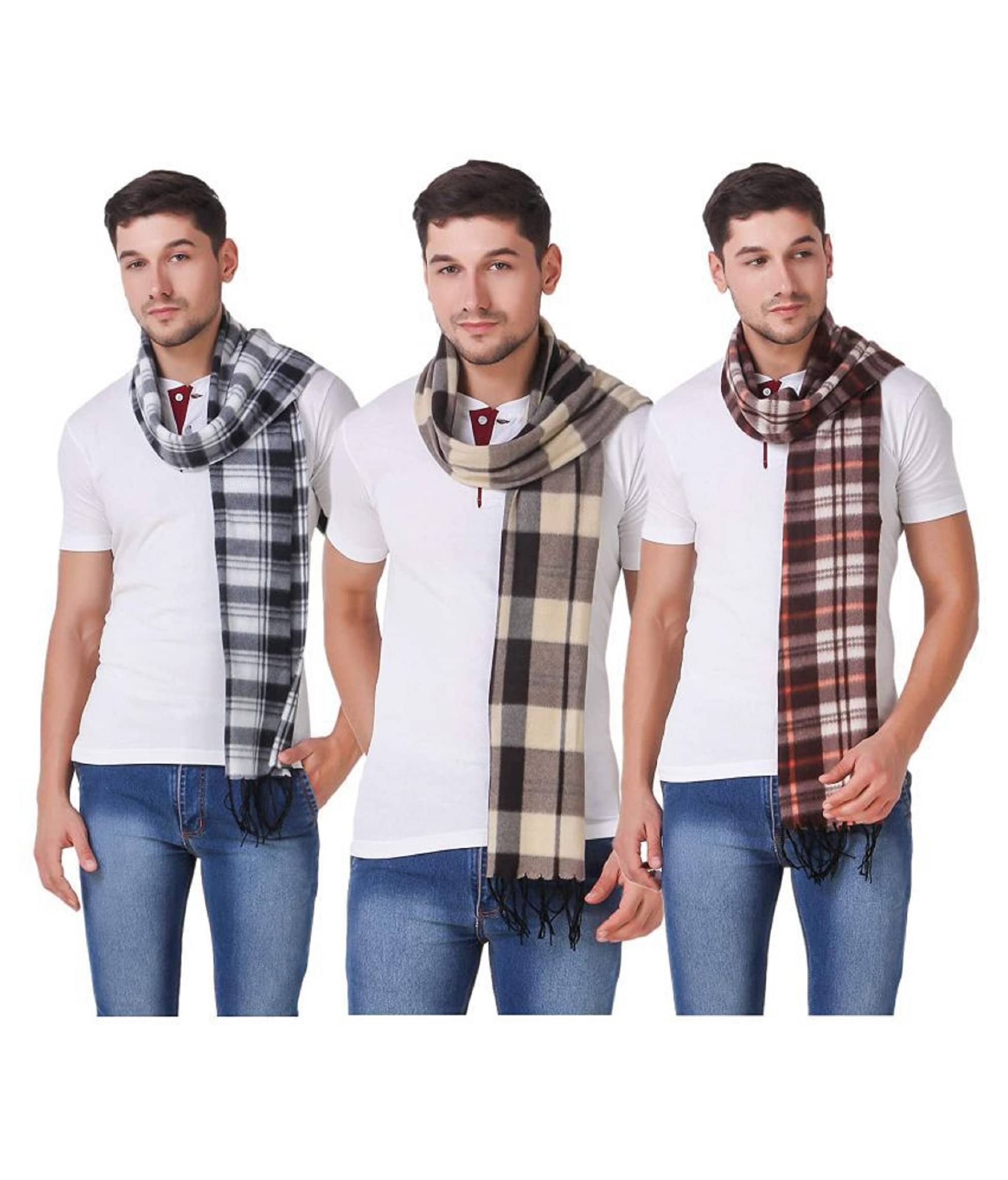    			PENYAN Multi Checkered Woolen Scarves For Winters
