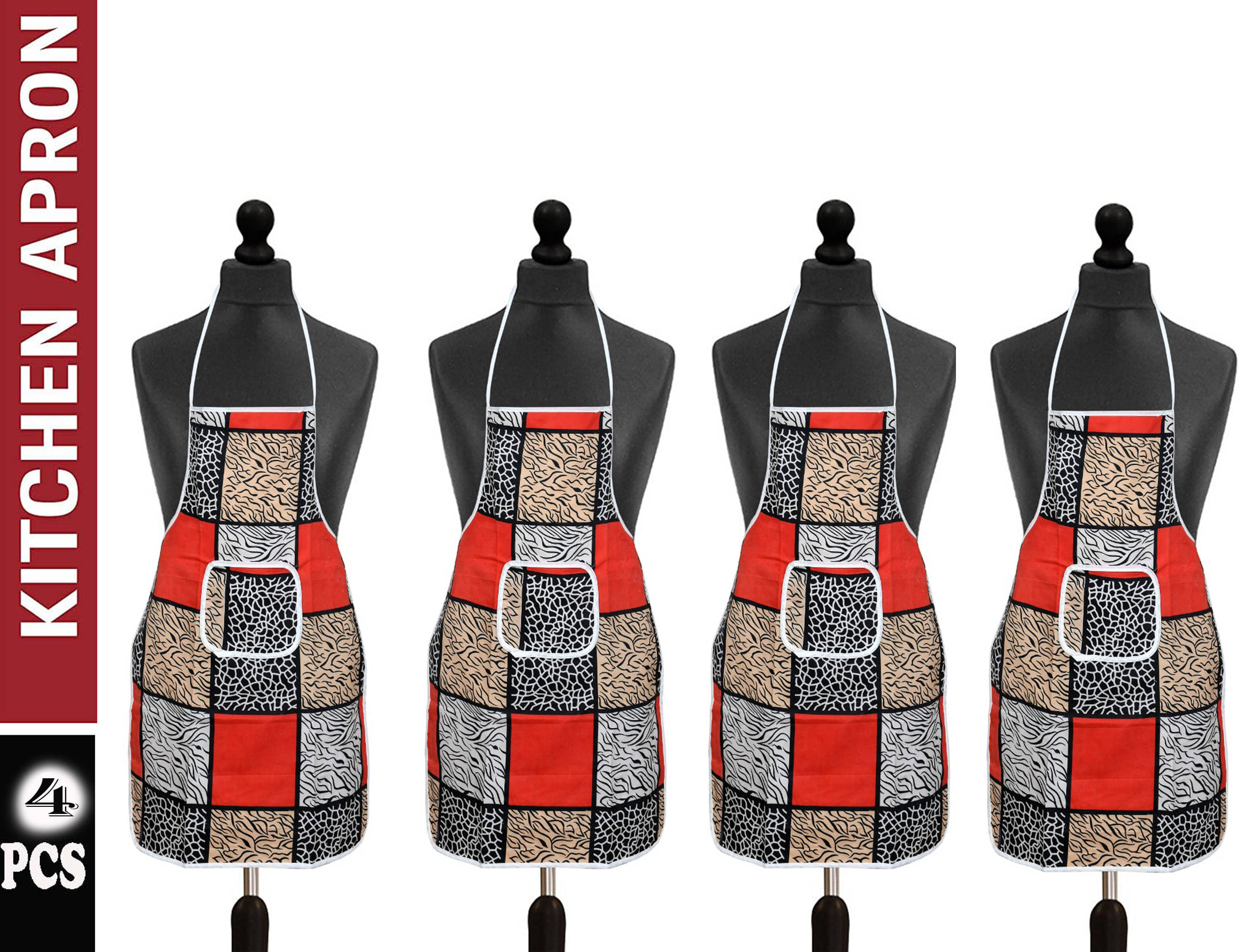     			Aazeem Set of 4 Multi Printed Poly Cotton Apron