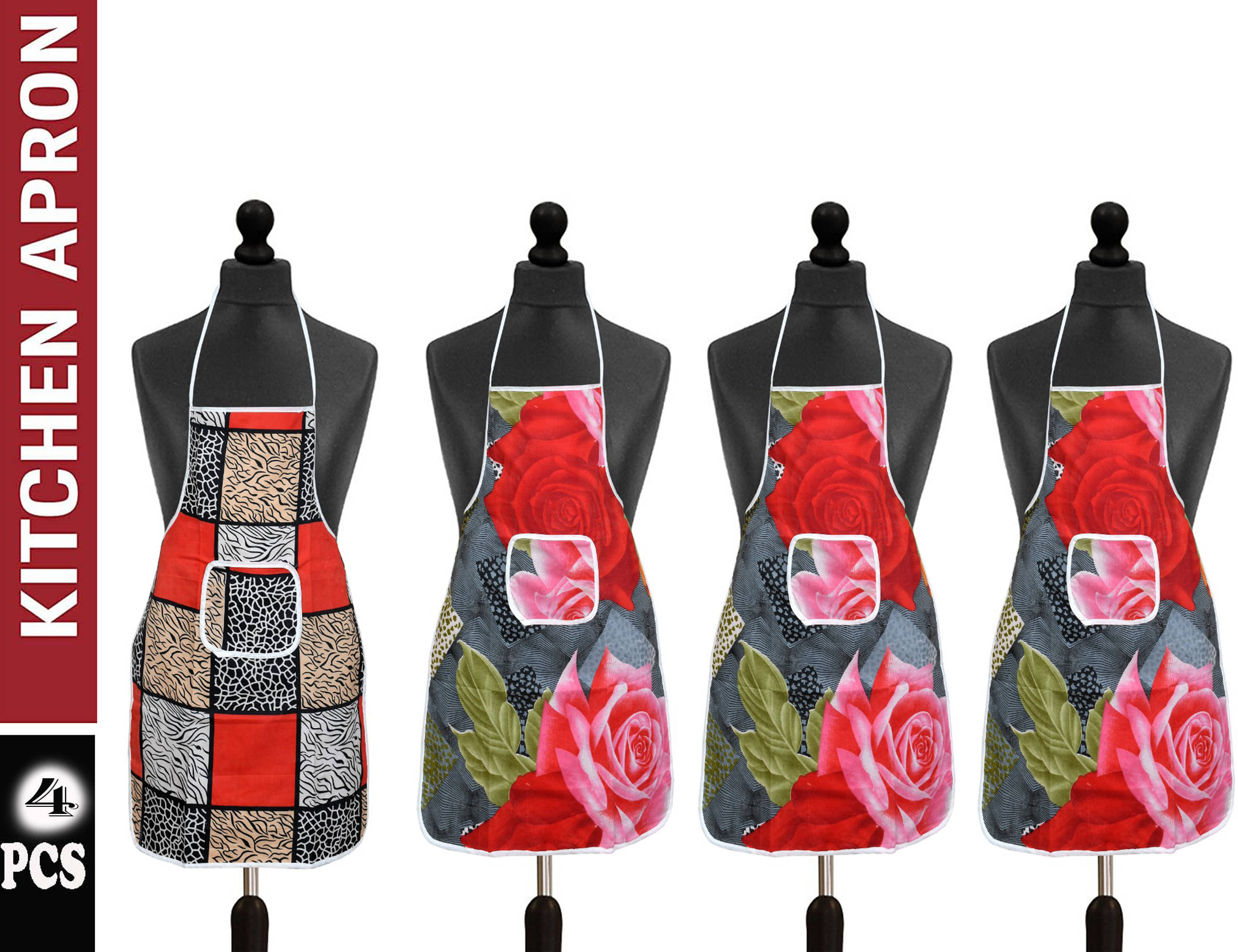     			Aazeem Set of 4 Multi Printed Poly Cotton Apron