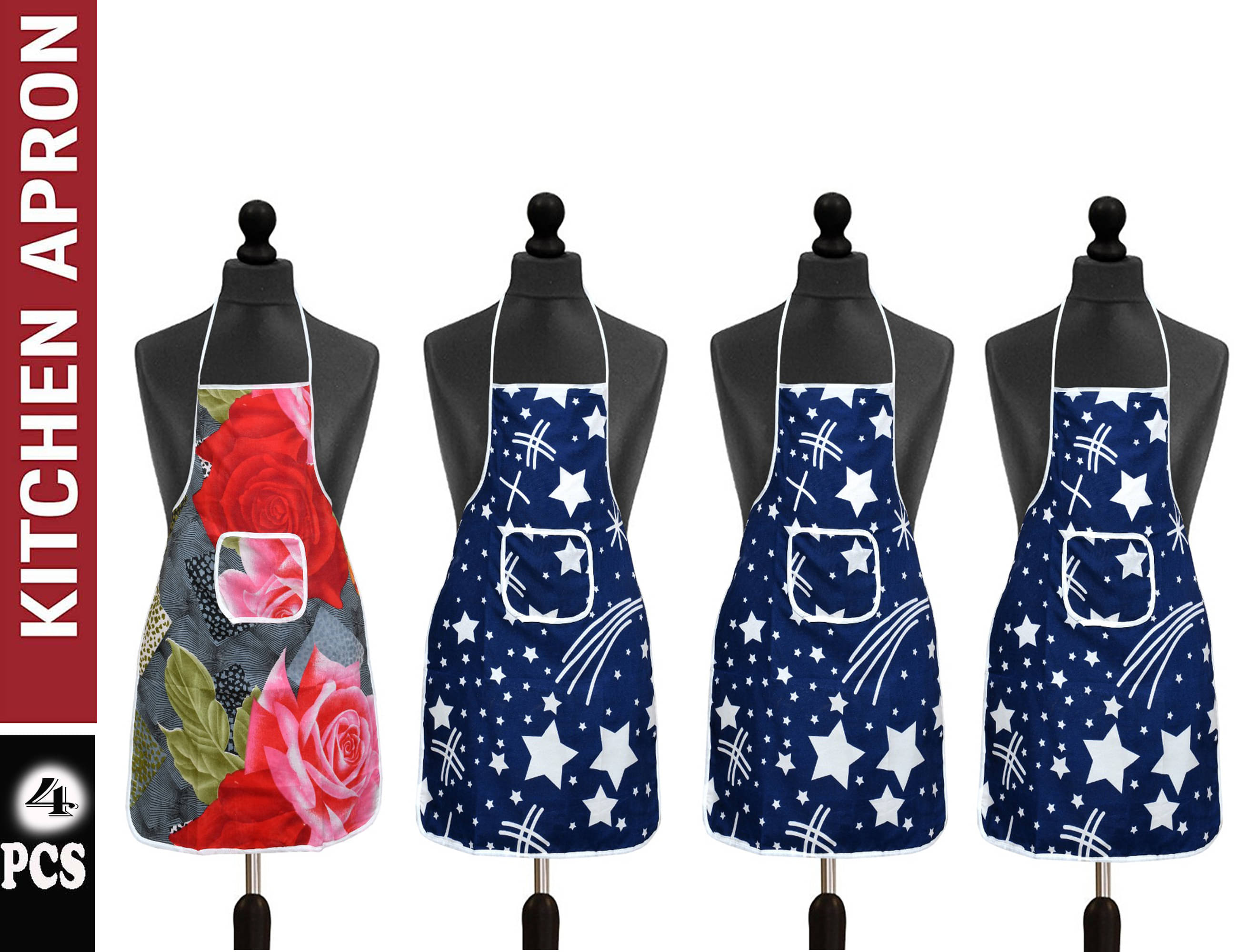     			Aazeem Set of 4 Multi Printed Poly Cotton Apron