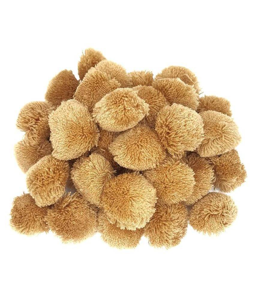     			PRANSUNITA Original Pom Pom Wool Balls, Big Size -35 mm (3.5 cm) Used in Jewellery & Toran Making, Macrame Art, Decorations, Dresses, School Projects, etc, Pack of 50 pcs- Color - Light Brown