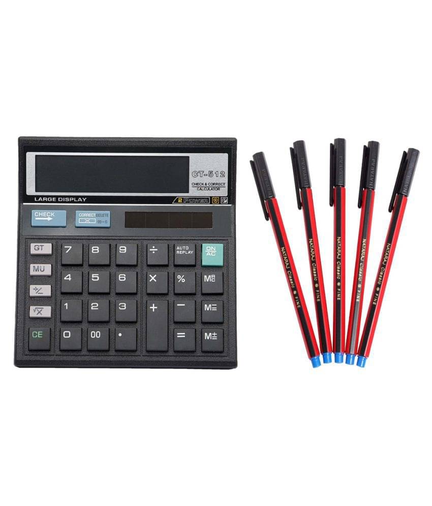     			Villy 12 Digit Large Display 112 Steps Check & Correct Electronic Calculator + 5 Pen Free