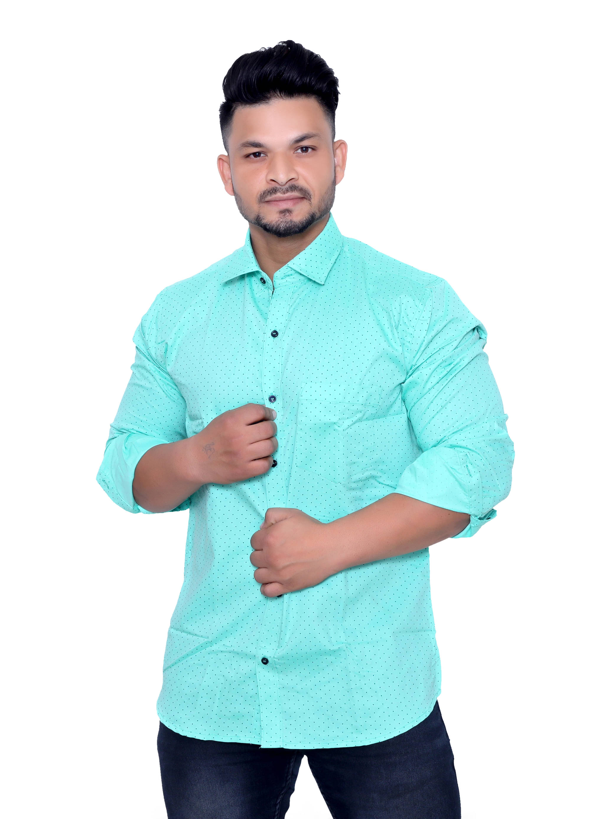     			Aish N Ridh 100 Percent Cotton Regular Fit Solids Men's Casual Shirt - Green ( Pack of 1 )