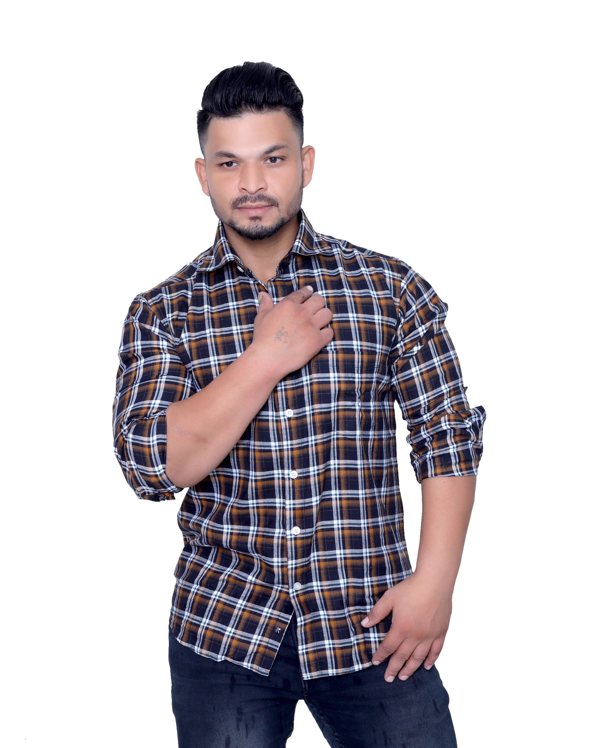 Aish N Ridh Cotton Regular Fit Checks Men's Casual Shirt - Black ( Pack of 1 )