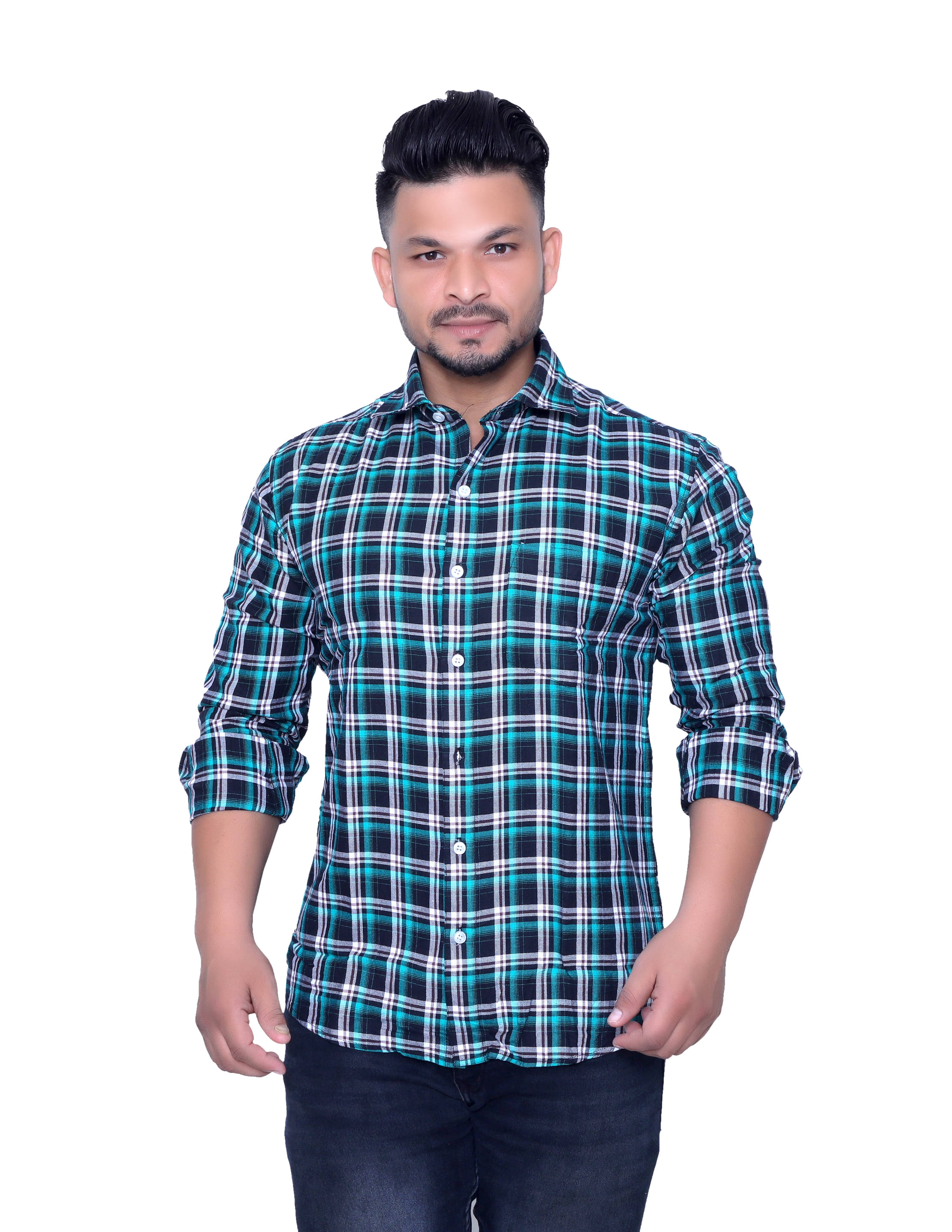     			Aish N Ridh Cotton Regular Fit Checks Men's Casual Shirt - Green ( Pack of 1 )