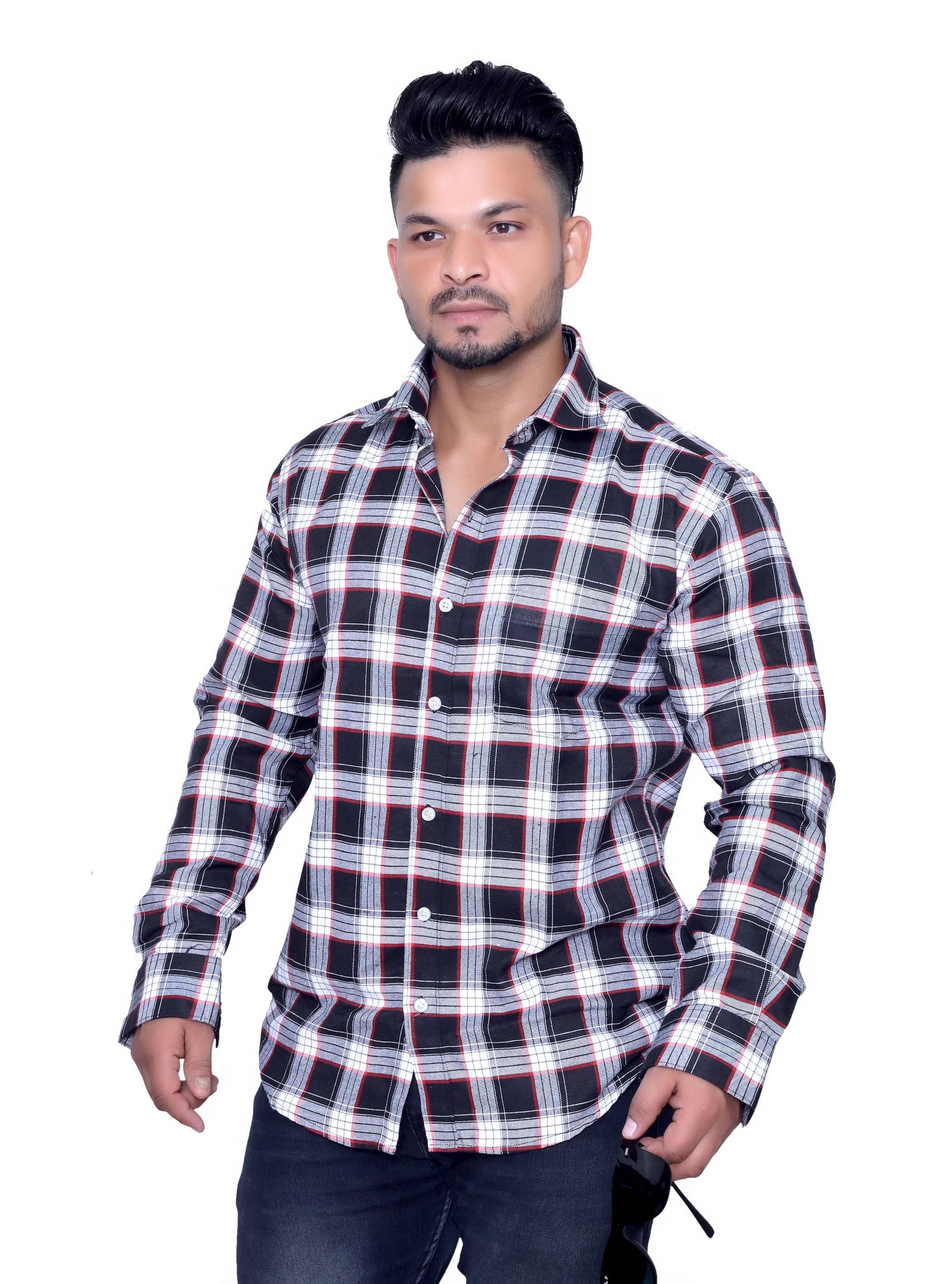 Aish N Ridh Cotton Regular Fit Checks Men's Casual Shirt - Black ( Pack of 1 )