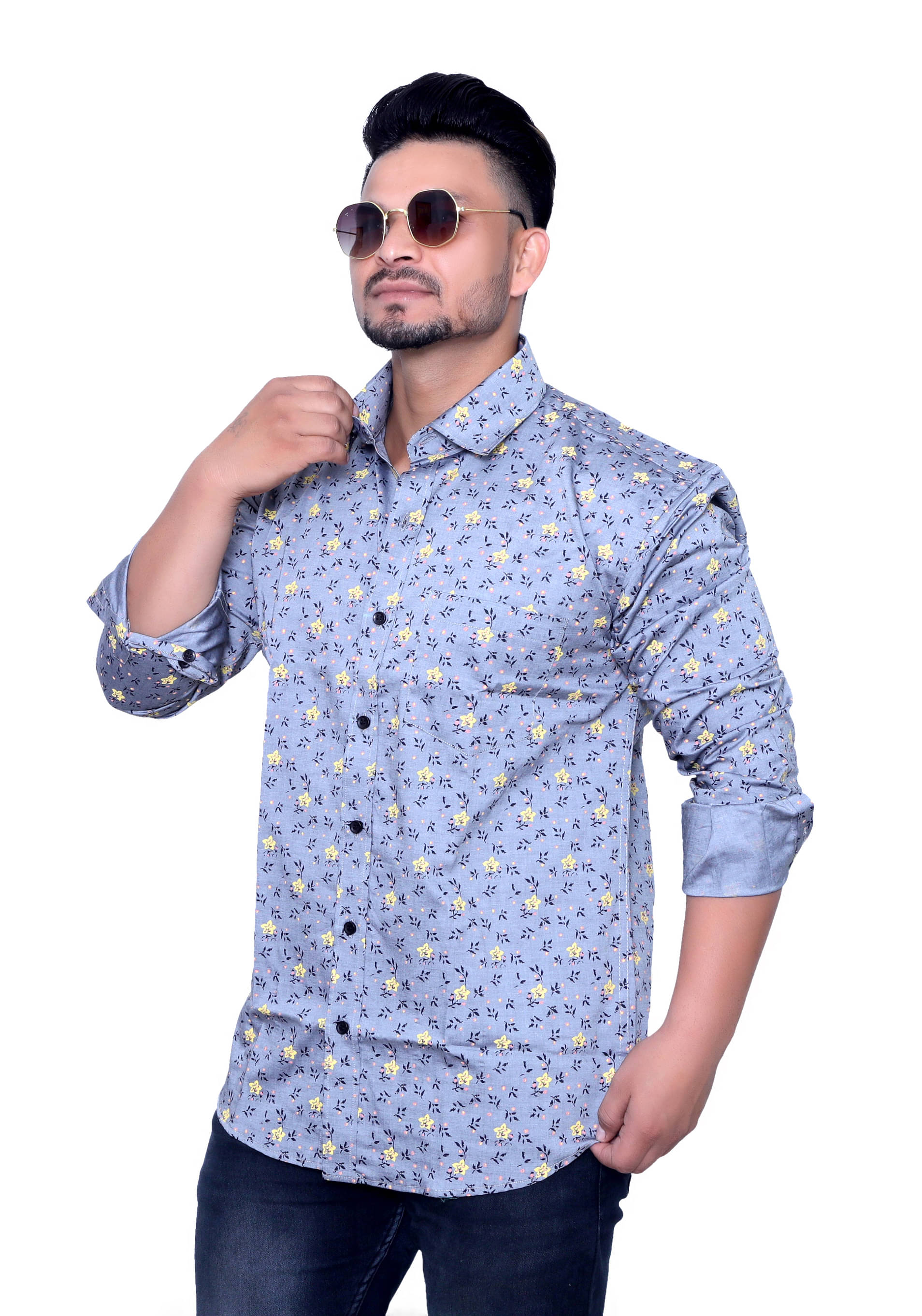 Aish N Ridh Cotton Regular Fit Printed Men's Casual Shirt - Grey ( Pack of 1 )     			Aish N Ridh Cotton Regular Fit Printed Men's Casual Shirt - Grey ( Pack of 1 )