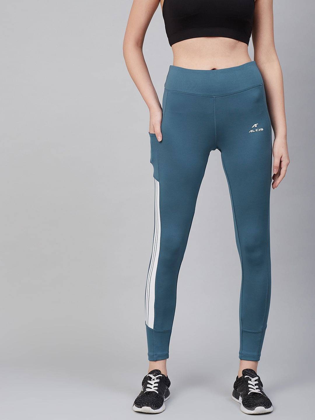     			Alcis Blue Cotton Solid Tights - Single