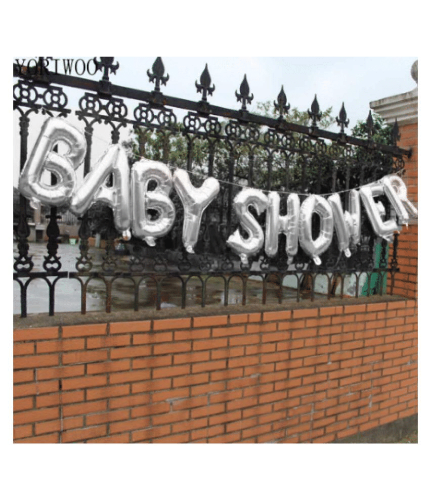     			Blooms Mall BABY SHOWER silver FOIL balloon Pack of 10 Pieces Letters