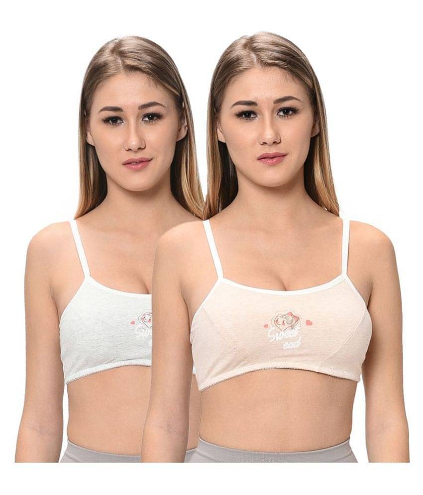Elina Multi Color Cotton Solid Sports Bra - Pack of 2 Elina Multi Color Cotton Solid Sports Bra - Pack of 2