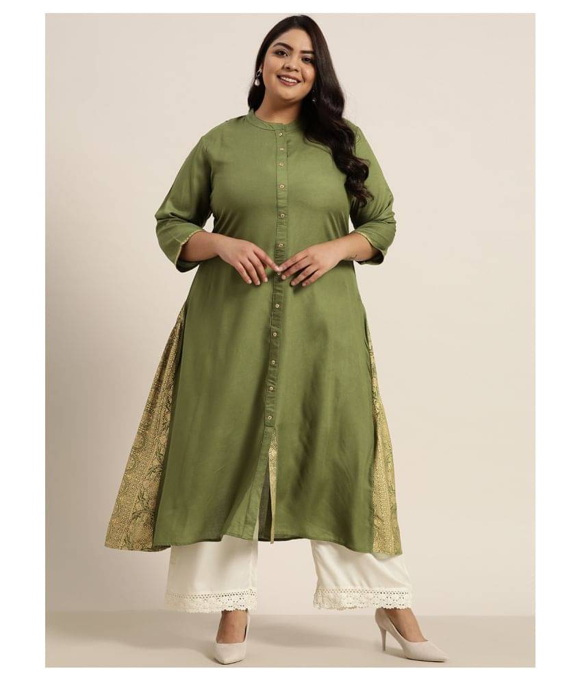Juniper - Green Rayon Women's Front Slit Kurti ( Pack of 1 )     			Juniper - Green Rayon Women's Front Slit Kurti ( Pack of 1 )