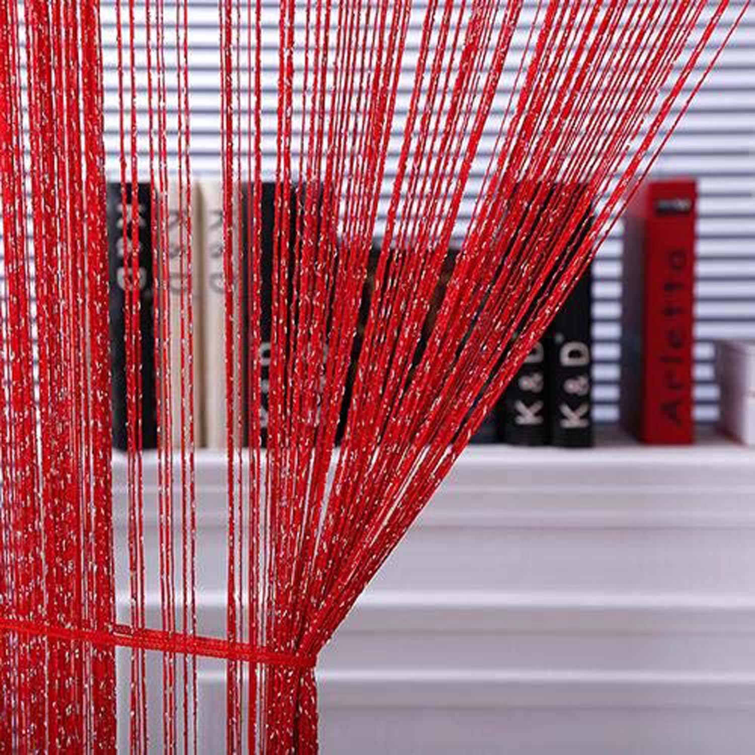    			PINDIA Set of 2 Door Solid String Curtain