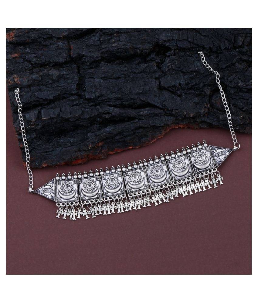     			ShreejiHuf Alloy Silver Traditional Necklace Choker