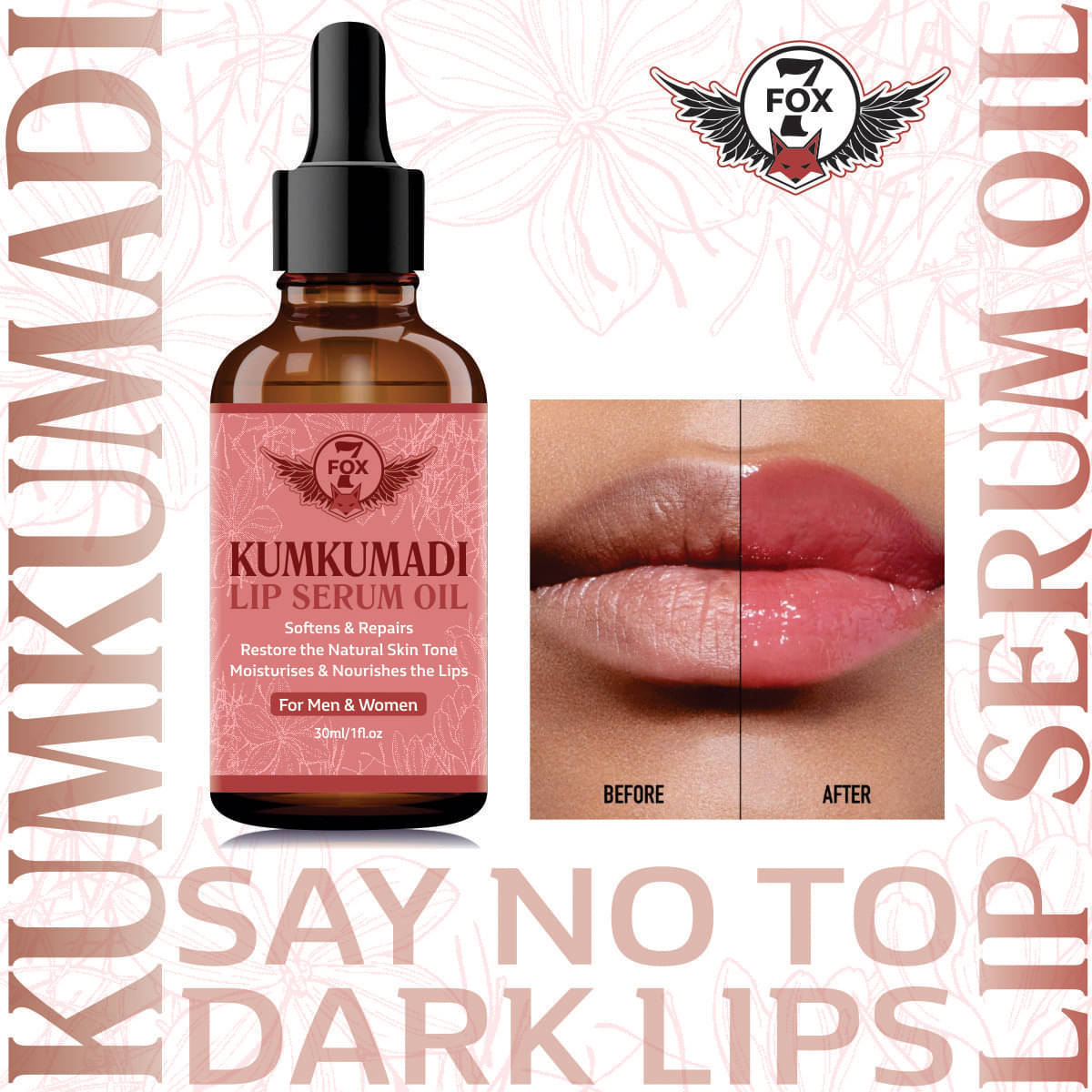     			7 FOX Premium Kumkumadi Lip Serum Oil - For Soft and and Shiny Lips Face Serum For Men & Women- Face Serum 30 mL