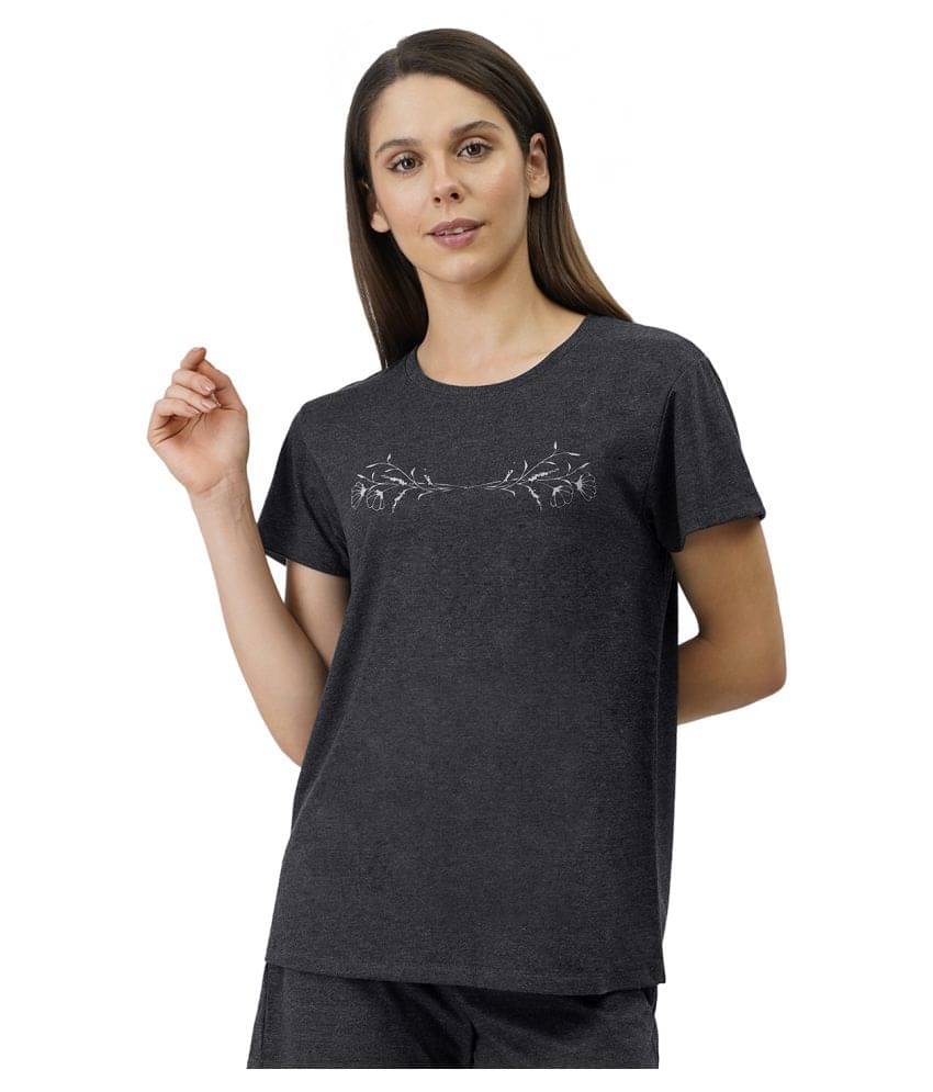Amante Poly Cotton Night T-Shirt - Black Amante Poly Cotton Night T-Shirt - Black