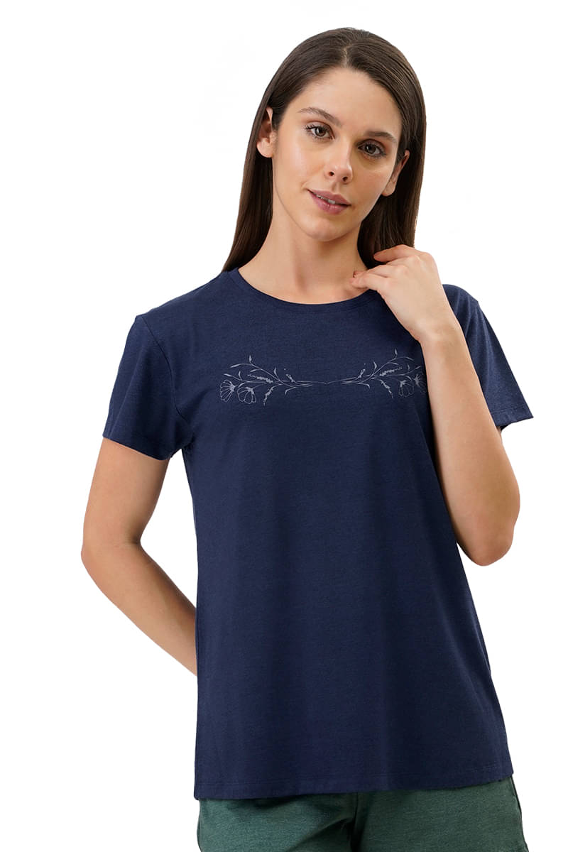     			Amante Poly Cotton Night T-Shirt - Blue