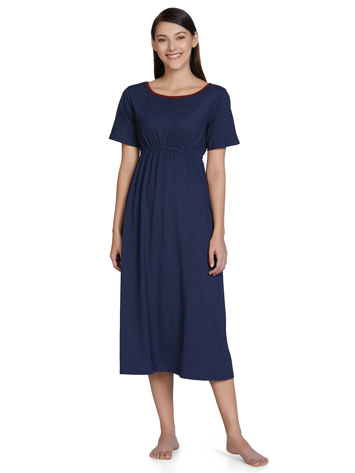 Amante Poly Cotton Nighty & Night Gowns - Blue Amante Poly Cotton Nighty & Night Gowns - Blue