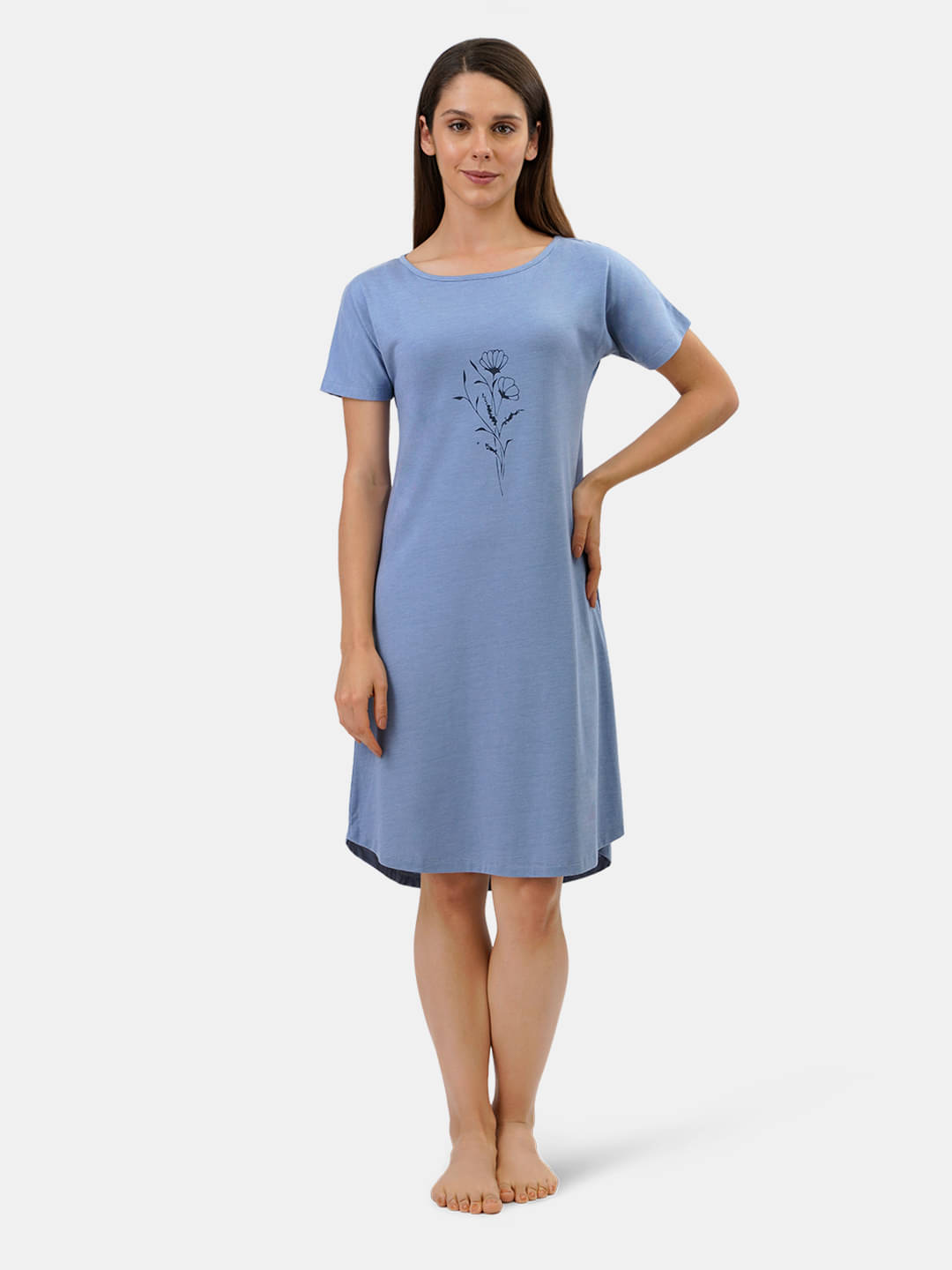 Amante Poly Cotton Nighty & Night Gowns - Grey Amante Poly Cotton Nighty & Night Gowns - Grey