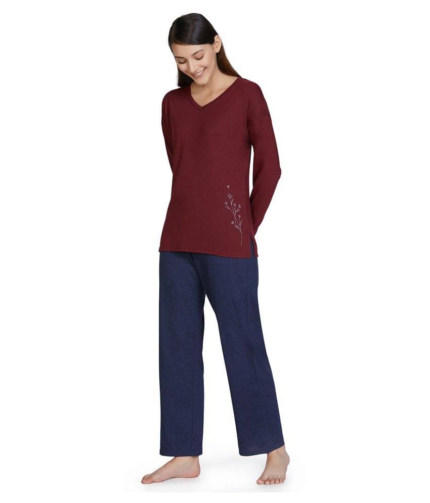     			Amante Blue Poly Cotton Women's Nightwear Pyjama ( Pack of 1 )