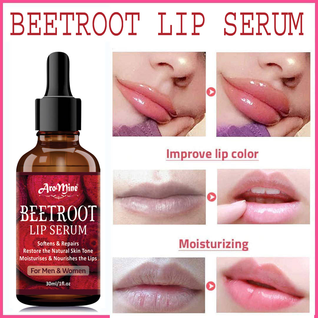 Aromine Beetroot Lip Serum - For Glossy, Shiny & Soft Lips Moisturizing & Nourishing) Men & Women Face Serum 30 mL