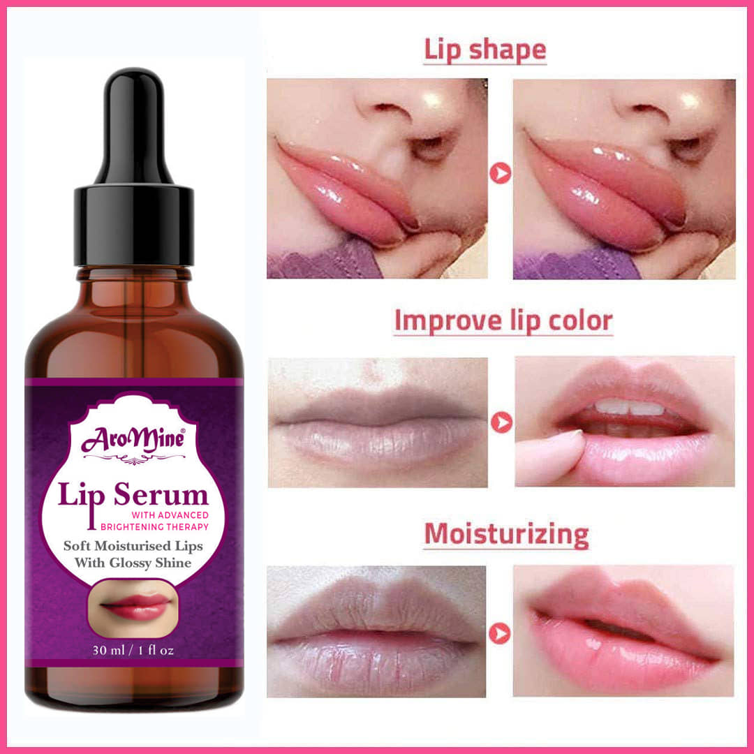 Aromine Pink Lip Serum- For Glossy, Shiny & Soft Lips (Moisturizing & Nourishing) Men & Women Face Serum 30 mL