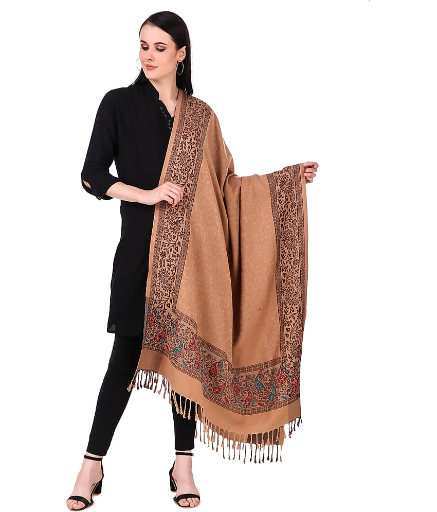 Bravezi Beige Self Shawl - Single - Dupattas & Shawls | Buy online on ZillyBuy