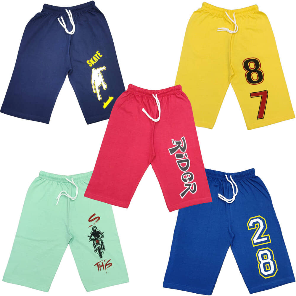 CRAZYON Pack of 5 Cotton Three-Fourth For Boys ( Multi Color )