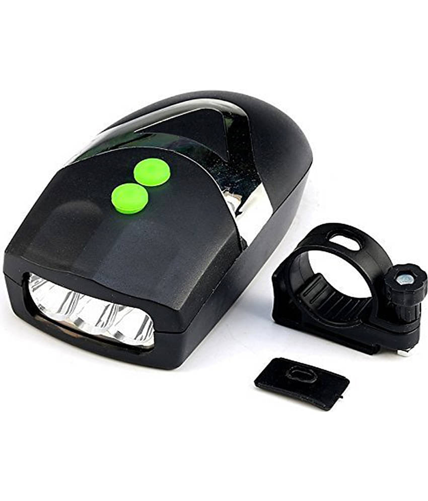 Lista 3 LED Front Head Light & Bell Horn Hooter Siren Alarm Bicycle Cycling Black