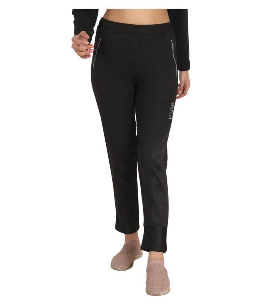     			ROXBURGHI Black Polyester Lycra Trackpants - Single