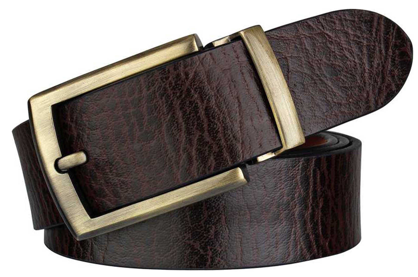 SUNSHOPPING Brown Leather Formal Belt