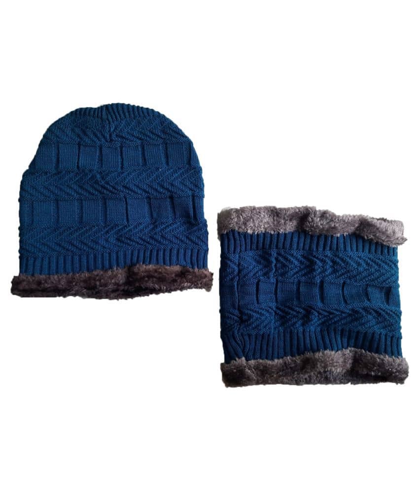 Whyme Fashion Blue Knitted Fur Combo
